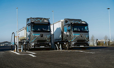 E-LKW erhalten bis 2034 grosszügige LSVA-Rabatte, obwohl sie mehr Platz und Energie brauchen als die Bahn und mehr externe Kosten verursachen. © Daimler Truck AG